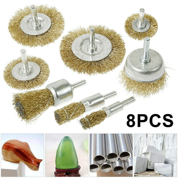 8pcs 5Inch Stainless Steel&Brass 0.15MM wire Wheel Brush for Metal Mix Kit